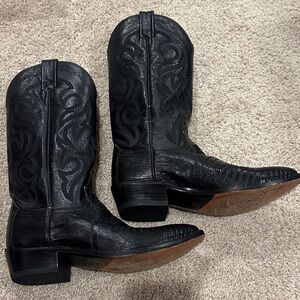 DAN POST Mens Cowboy Boots Lizard Black Western Size 8 D